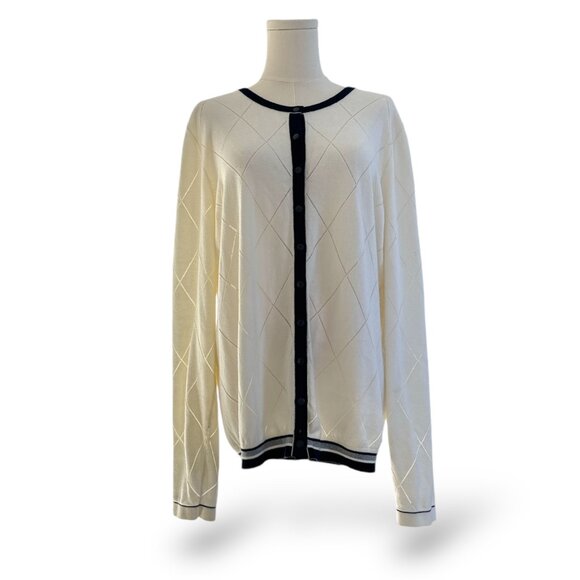 TOMMY HILFIGER White Cardigan Wm Sz XL Long Sleeve - Picture 2 of 8